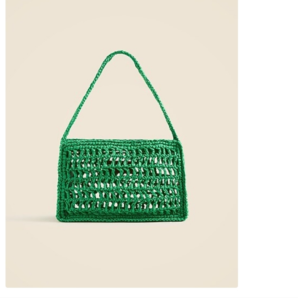 JCrew Patos Open Weave Bag In Green Straw